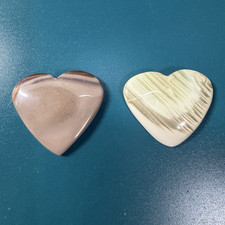 Lot of 2 Polished Heart-Shaped Stone/Crystal Cabachons  picture