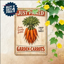 Fresh Locally Grown Carrots Sign Rustic Autumn Harvest Kitchen Metal Plaque picture