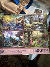 Disney Parks Thomas Kinkade Painter Of Light Four Puzzles 500 Pieces picture