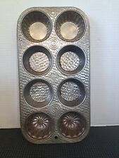 Vintage BAKE KING 8 Cavity Aluminum Cupcake Muffin Pan Different Patterns picture