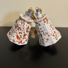 2 Vintage MCM Hobbyist Ceramic Christmas Red Green Splatter Ornaments picture