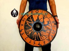 Viking Wooden Shield: Battle Ready Cosplay, Norse Tree of Life Design picture