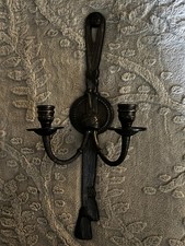 Solid Brass Gatco Double Arm Wall Sconce Candle Holder Heavy Tassels MCM VTG picture