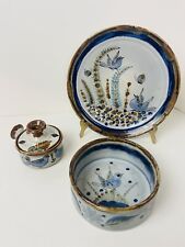 Vintage Ken Edwards Plate Lg Bowl Soup Set 3 Mexican Pottery Birds Flowers READ picture