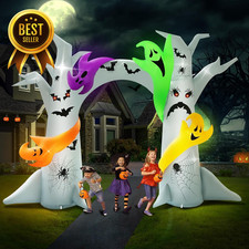10FT Tall Halloween Inflatable Tree Arch with 4 Ghosts Outdoor Decoration picture