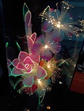 Vintage Fiber Optic Flower Vase Lamp Music Box Plays