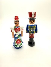 Vintage Handpainted Folk Art Figurines Woman & Soldier Couple from Hungary picture