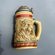 Avon Endangered Species Snow Leopard Lidded Beer Stein Mug Pewter Lid picture