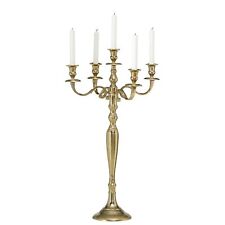Hamptons Five Taper Candelabra Golden Metal Traditional Glam Hand Crafted Alu... picture