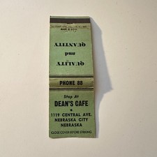 Dean's Cafe Nebraska City NE Vintage Matchbook Cover 5MB132-3 picture