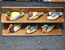 Avon Collector Duck Series Set of 6 Hand Painted Wood Figurines w/ Rack Boxes picture