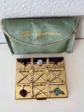 Vintage Elgin American Jeweled Compact Case with Original Pouch & Puff As-Is picture