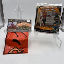 SunHill Vintage 1996/‘97 Halloween 6 Ft Tall Pumpkin Man & Stuff Pumpkin Pair picture