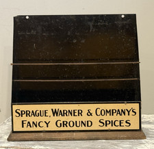 ANTIQUE SPRAGUE, WARNER & COMPANY FANCY GROUND SPICES METAL DISPLAY RACK  (EY) picture