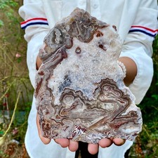453G  Natural Crazy Lace Agate Slab, Polished Crystal Slice, Collectible Display picture