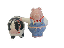 VTG Russ Berrie & Co. Clem'n Clara  Salt & Pepper Shakers Farm Pig & Cow picture