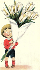 c1910 VALENTINE BOY MY GIRL HAS TWO-LIPS AN SO DO I CUTE TULIPS POSTCARD 46-54 picture