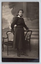 Edwardian RPPC Young Woman Studio Portrait Brabant Herve Belgium Postcard picture