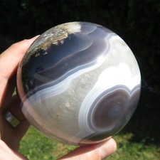 Large Sphere In Agate Pearl And Amethyst Brazil 9.5 CM picture