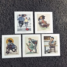 Vintage 1972 Norman Rockwell Set Of 5 Litho Prints Curtis Publishing 5x6 Lot picture