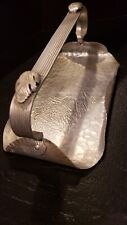VTG. Hammered Aluminum Tray W/ Handles Chrysanthemum Basket Hand Wrought picture