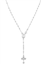 925 Sterling Silver Italian Rosary Bead Cross Y Necklace Chain picture
