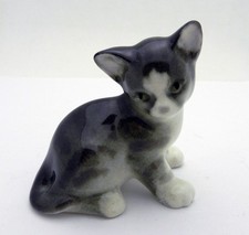 Vintage Lomonosov Imperial Porcelain Figurine Cat Gray Kitten LFZ Russia picture