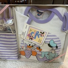 Ultra Rare 1984 Vintage Daisy And Donald Duck New Born Gift Set  Shirt Shoes picture