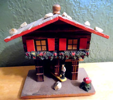VINTAGE 1950'S WOODEN GERMAN CHALET WEATHER HOUSE WORKING picture