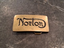 Vtg Norton Motorcycles Solid Brass Vintage Belt Buckle Marked R.O.C. Taiwan 4117 picture