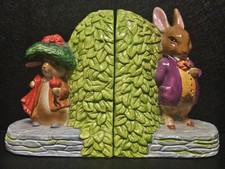 Vtg Schmid Beatrix Potter Peter Rabbit Bookends - Mrs. Rabbit & Old Mr. Bouncer picture