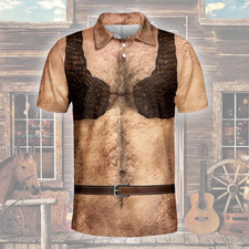Funny Hairy Chest Tee, Realistic Body Print Shirt, Gag Gift for Men picture