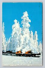 Billings MT-Montana, Snowmobiling along a Country Hill, Vintage Postcard picture