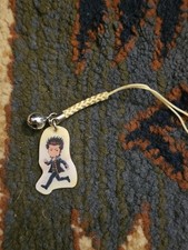 Gintama Chibi Character Metal Charm Yellow Strap Phone Keychain Anime Mascot picture