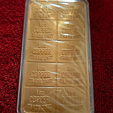 1 oz Copper Trade Unit Bars 10-Pack in Plastic Case Collectible Metalware picture