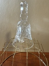 Vintage Crystal Bell Pinwheel Starburst Pattern Clear Glass Holiday Decor picture