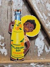VINTAGE FLORIDA BOY PORCELAIN SIGN RARE OLD ORANGE SODA POP BEVERAGE SOFT DRINK picture