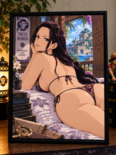 Nico Robin Framed Waifu Fan Art Print – One Piece Anime Decor 8x10 picture