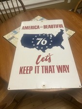 Enamel Metal 1976 Bicentennial “America Is Beautiful “ Sign picture