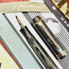 1936 SIMPLO MONTBLANC 224PL PBF PUSH BUTTON PLATINUM CELLULOID 14K VINTAGE PEN picture