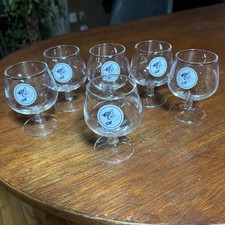 Set of 6 Vintage C&O Railroad Chessie the Cat Cordial Glasses Stemware Snifters picture