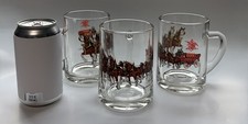 Vintage Pair of (3) BUDWEISER Champion CLYDESDALES Horses -12 oz Glass Mugs RARE picture