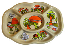 Retro Vintage 1960s 60s 1970s 70s Mushroom Serving Tray Dish Platter Psychedelic picture