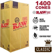 Authentic RAW CONE Classic KING Size Pre-Rolled Cones 1400 ct Bulk Box picture