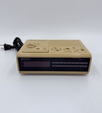 Vintage Sony Dream Machine AM/FM Alarm Clock Radio Tan ICF-C2W  Tested & Working picture