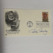 Arthur Hailey SIGNED Author Ernest Hemingway First Day Cover FDC 1989 Key West picture