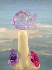 Purple Puffer Fish Topper & 2 Seahorse Bulbs for Ceramic Christmas Tree Lights picture