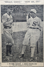 1916 Chicago Newspaper Sports Page - Tigers Ty Cobb & White Sox Eddie Collins picture