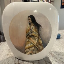 Vintage 1995 Penni Anne Cross Native American Art Ceramic Pillow Vase BB 95 picture