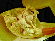 🔴NEW UNSMOKED S. YANIK MEERSCHAUM PIPE ST. GEORGE SLAYING DRAGON ORIGINAL CASE picture